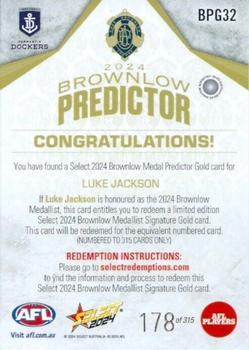 2024 Select AFL Footy Stars - Brownlow Predictor Gold #BPG32 Luke Jackson Back